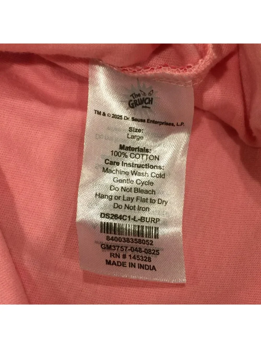 The Grinch Pink Large Pet Tee Shirt Every Who in Whoville Liked Christmas A Lot.